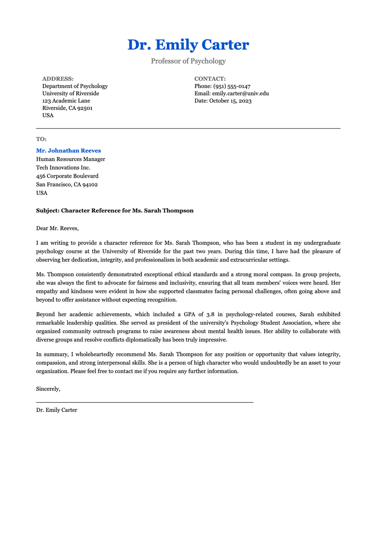 Professional character reference letter template with contact details and placeholder fields_variant_1